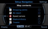 Navigation map contents setup screen with new POI category